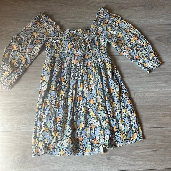 American Eagle Outfitters Mini Dress Women’s Floral Puff Sleeve Off Shoulder Sma - Picture 4 of 15